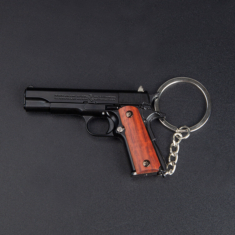 Ematok™ Metal 1911 Wood Grip Gun Keychain- Collector's Edition