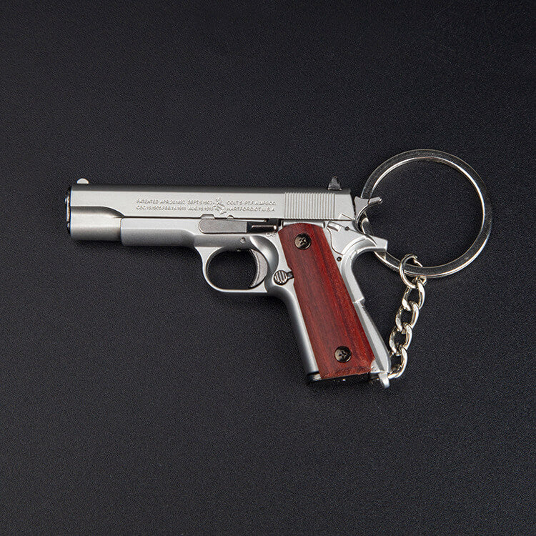 Ematok™ Metal 1911 Wood Grip Gun Keychain- Collector's Edition