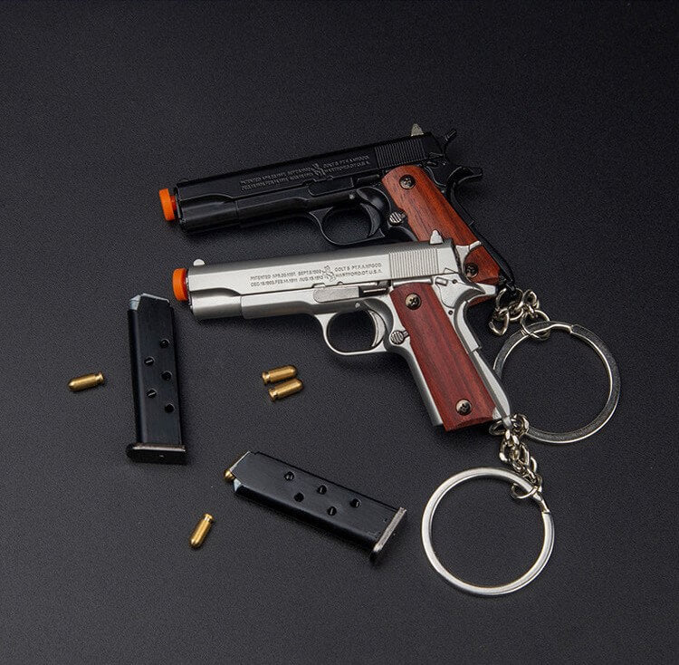Ematok™ Metal 1911 Wood Grip Gun Keychain- Collector's Edition