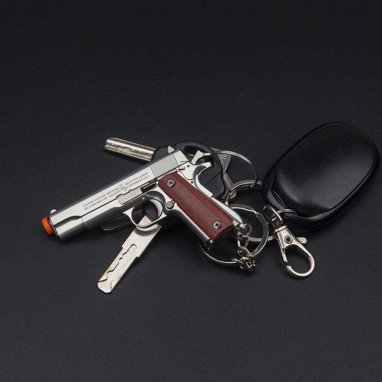 Ematok™ Metal 1911 Wood Grip Gun Keychain- Collector's Edition