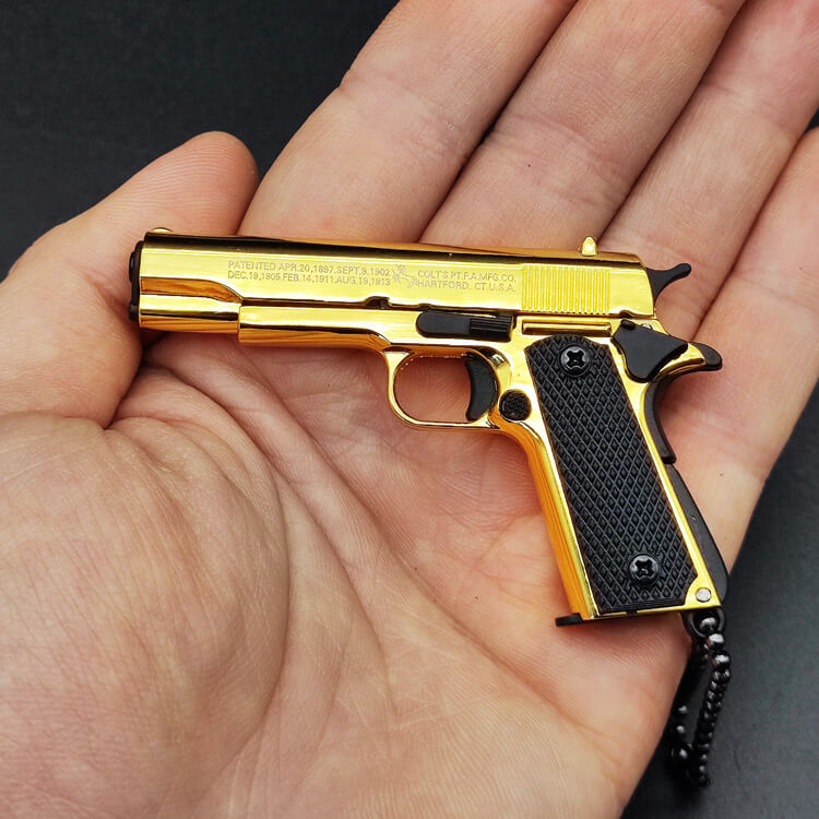 1911 mini gun keychain-gold