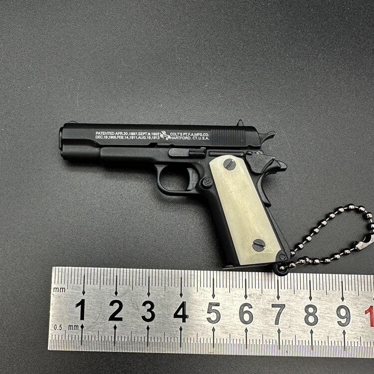 Ematok™ Mini Metal 1911 Ox Bone Handle Gun Keychain