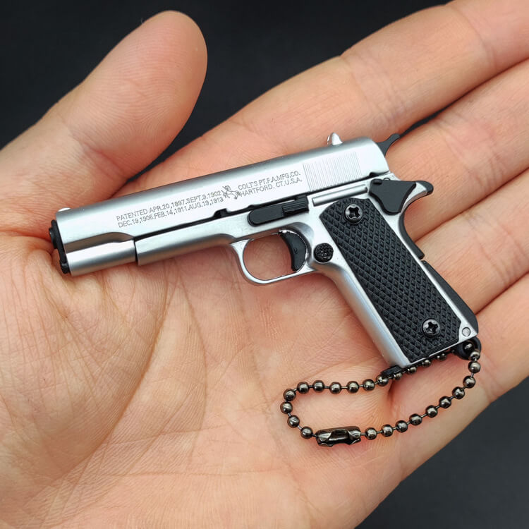 1911 mini gun keychain-sliver