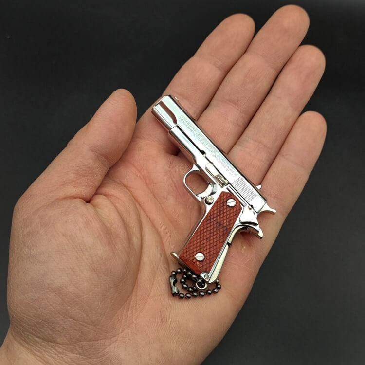 Ematok™ Mini Metal Wood Grain 1911 Gun Keychains